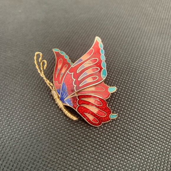 Cloisonné Enamel Butterfly Brooch - Picture 6 of 14